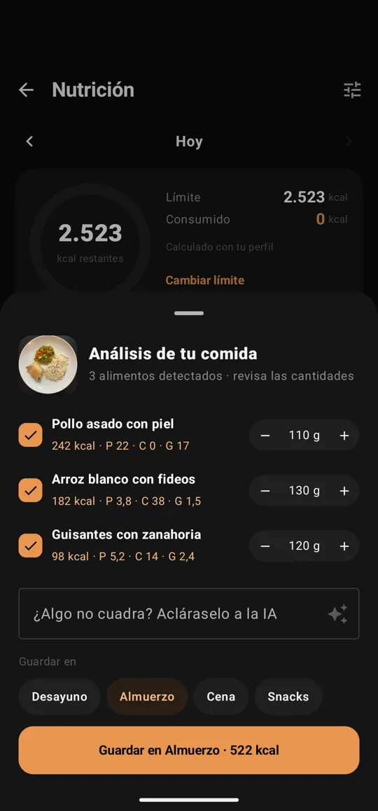 Escaneo de comida con IA