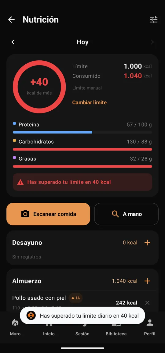 Límite de calorías
