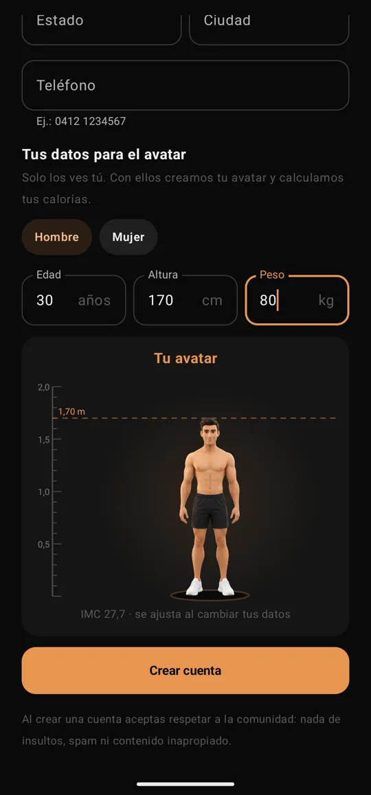 Avatar según tus medidas