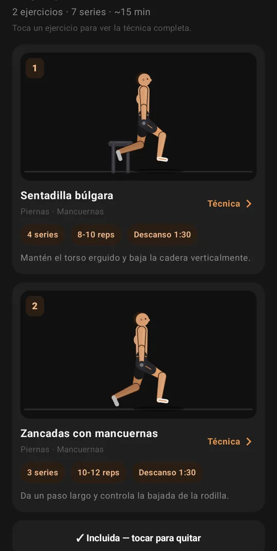 Detalle de rutina